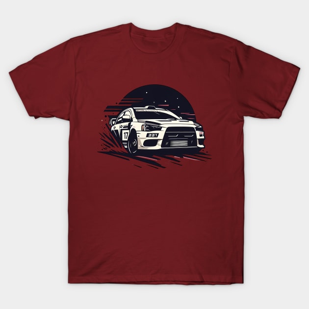 Mitsubishi Lancer Evo Rally Car T-Shirt by TaevasDesign